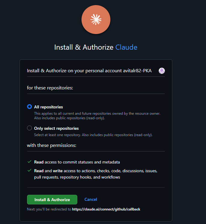 התקנת Claude GitHub App